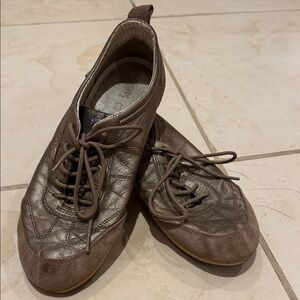 Womens Geox Leather Shoes Sneakers Bronze Brown Size 38